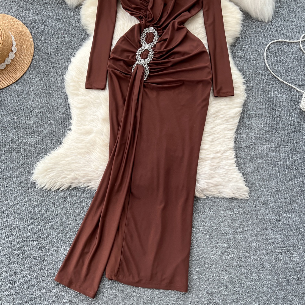 Ladies elegant dress V-neck evening dress for women