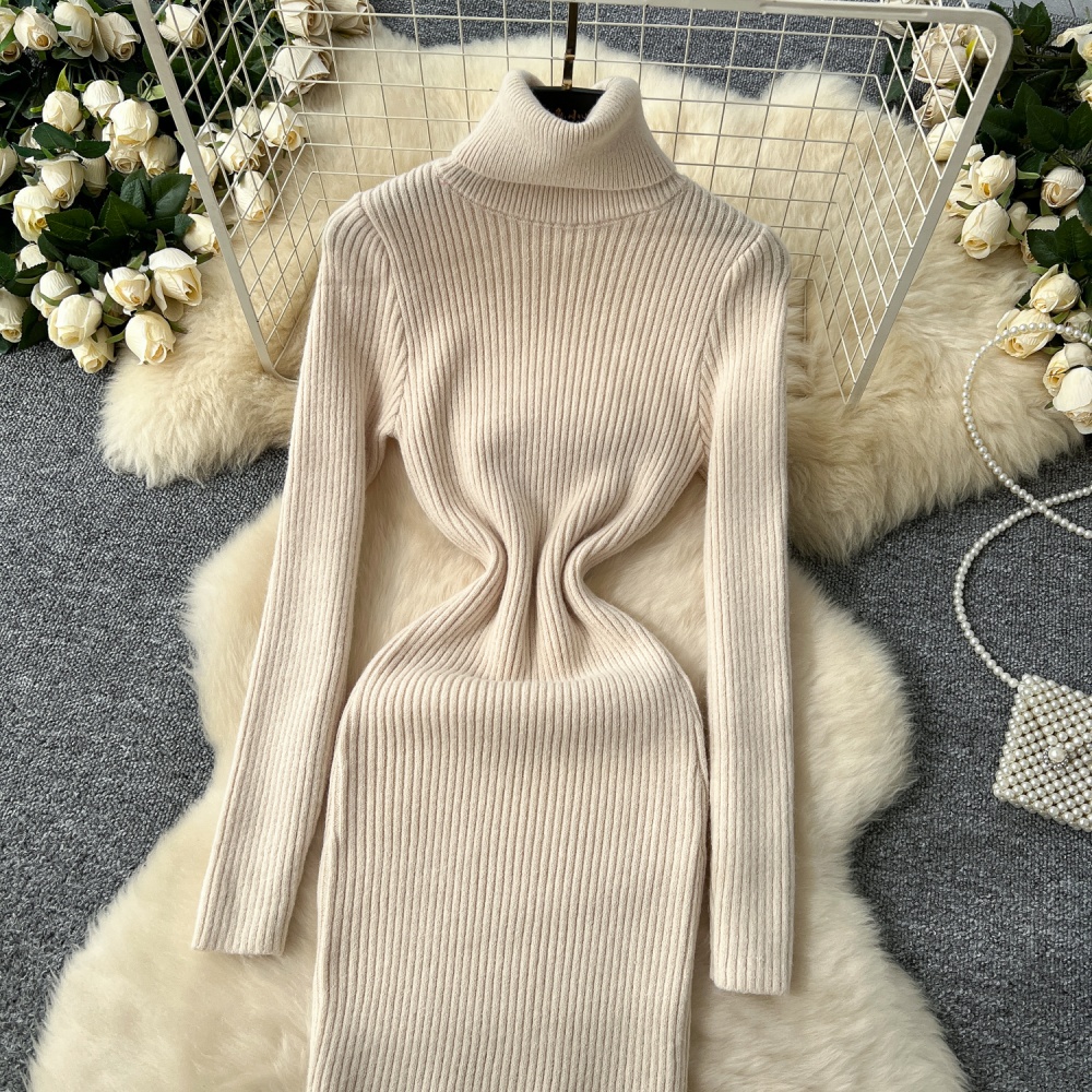 Elasticity slim sweater winter knitted dress for women