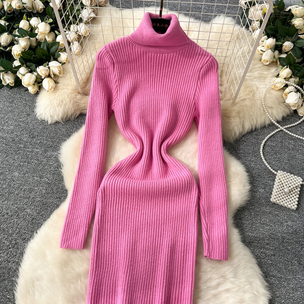 Elasticity slim sweater winter knitted dress for women