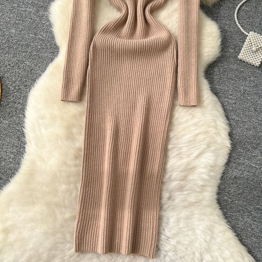 Elasticity slim sweater winter knitted dress for women