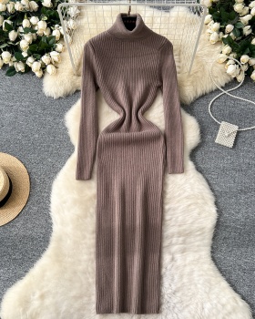 Slim winter dress knitted long dress for women