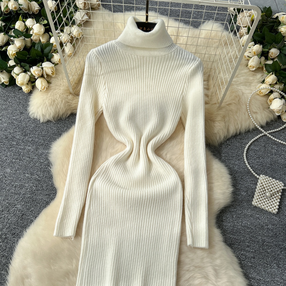 Slim winter dress knitted long dress for women