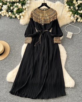 Winter sequins formal dress loose crimp dress for women