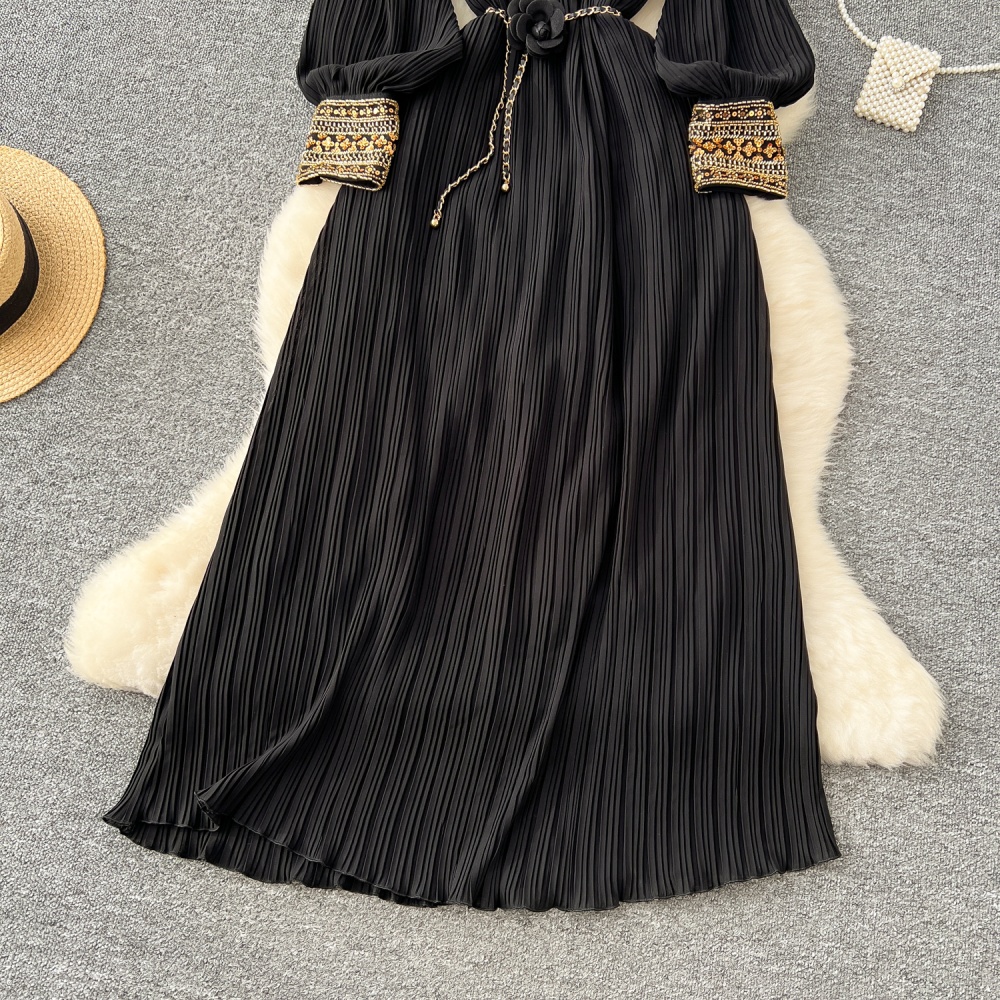 Winter sequins formal dress loose crimp dress for women