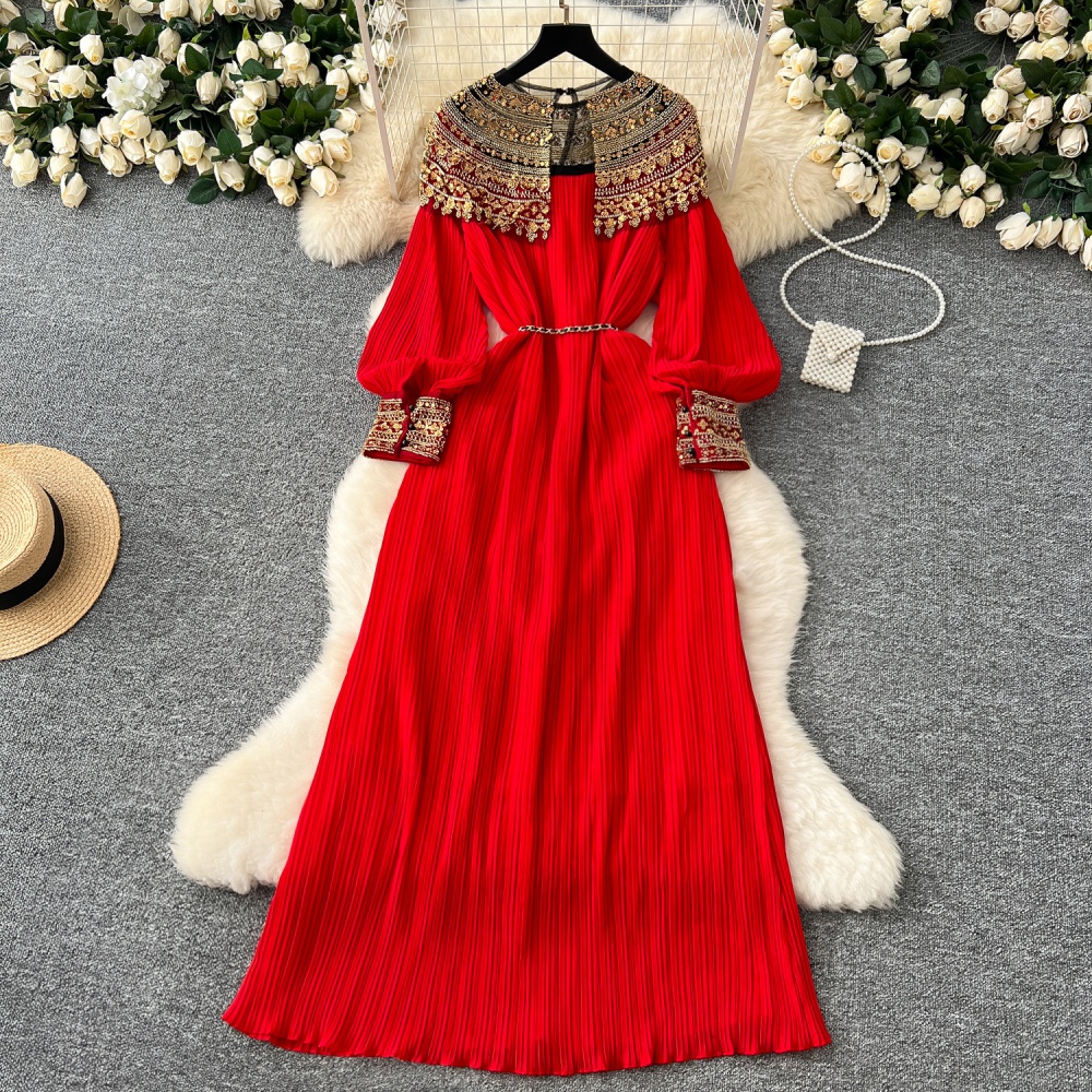 Winter sequins formal dress loose crimp dress for women