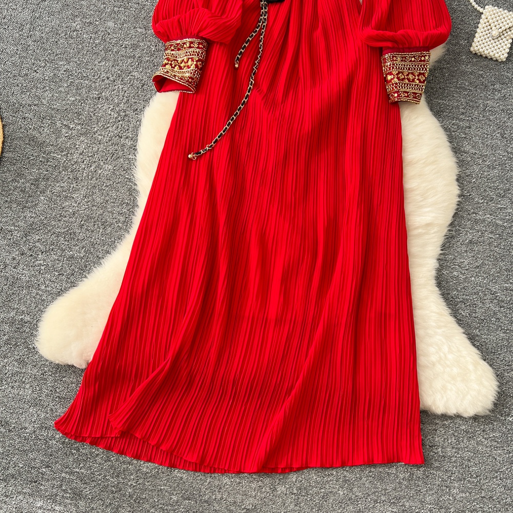 Winter sequins formal dress loose crimp dress for women