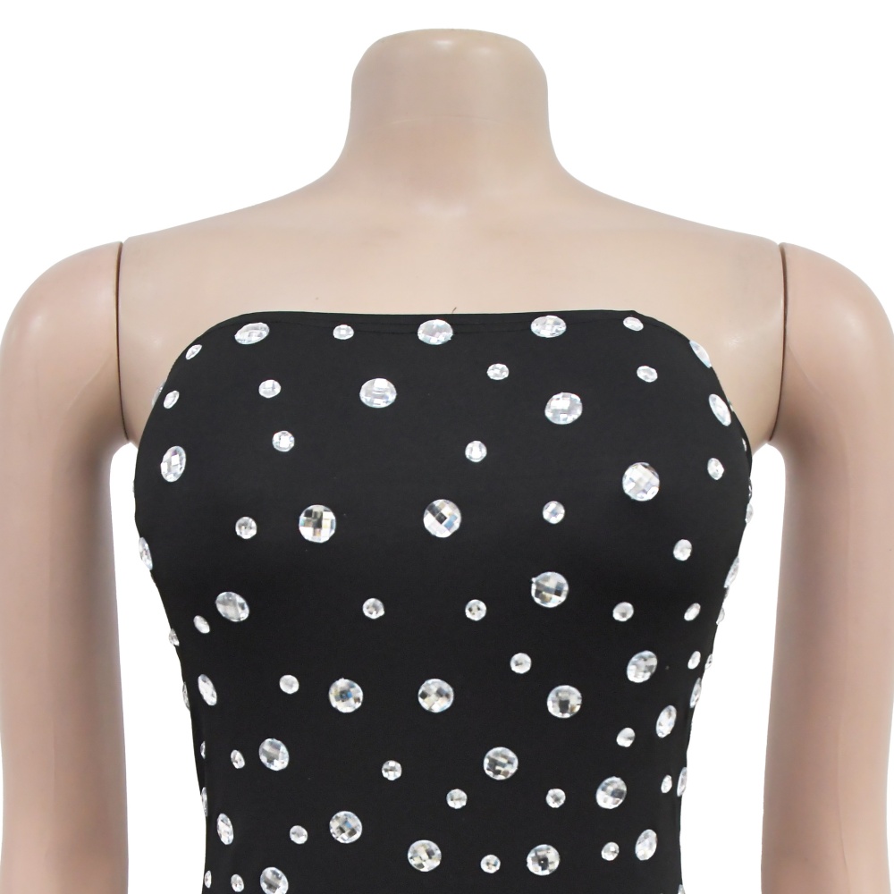 Rhinestone sexy dress package hip T-back for women