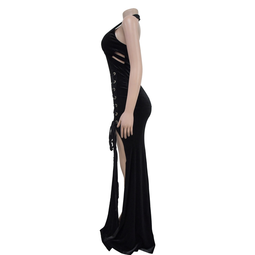 Sexy fashion long dress halter split jumpsuit for women