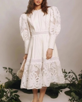 Lantern sleeve fashion embroidery spring dress