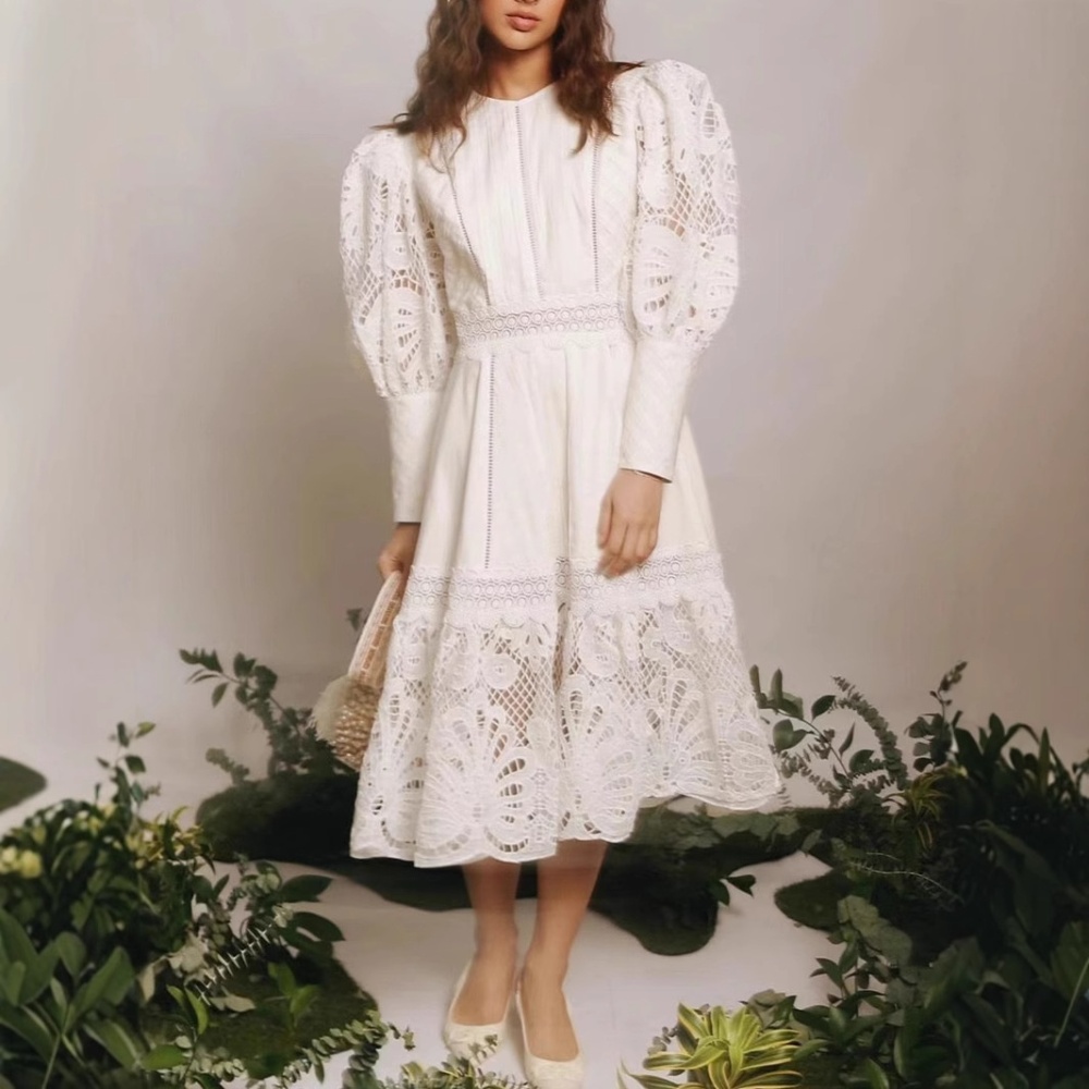 Lantern sleeve fashion embroidery spring dress