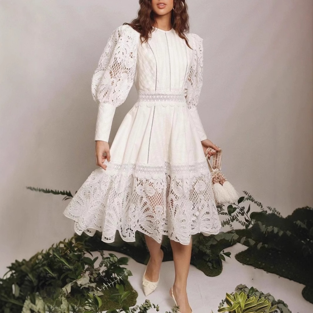 Lantern sleeve fashion embroidery spring dress