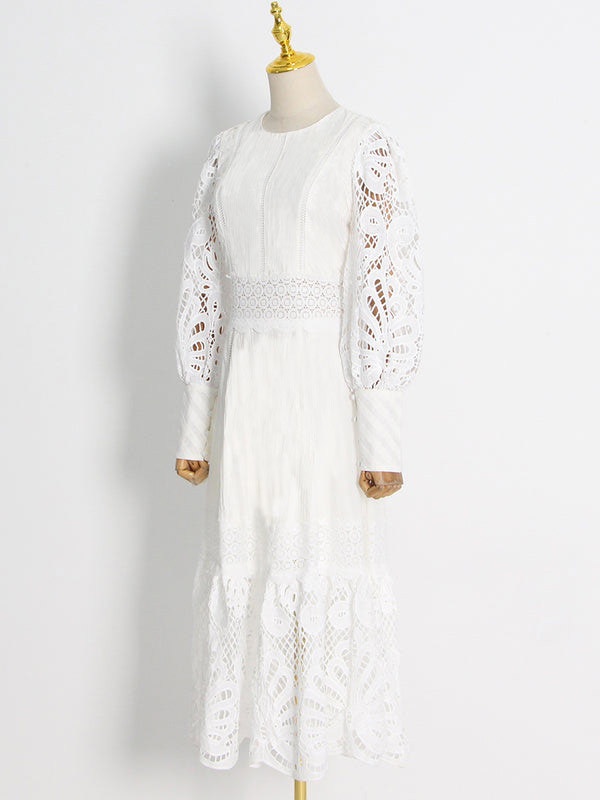 Lantern sleeve fashion embroidery spring dress