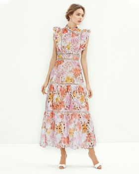 Temperament dress cstand collar long dress