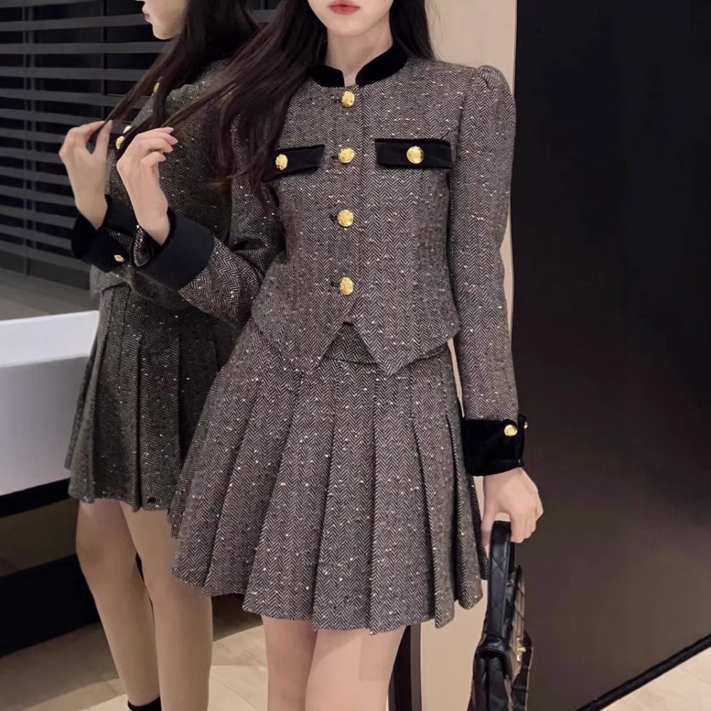 Autumn skirt chanelstyle jacket 2pcs set for women