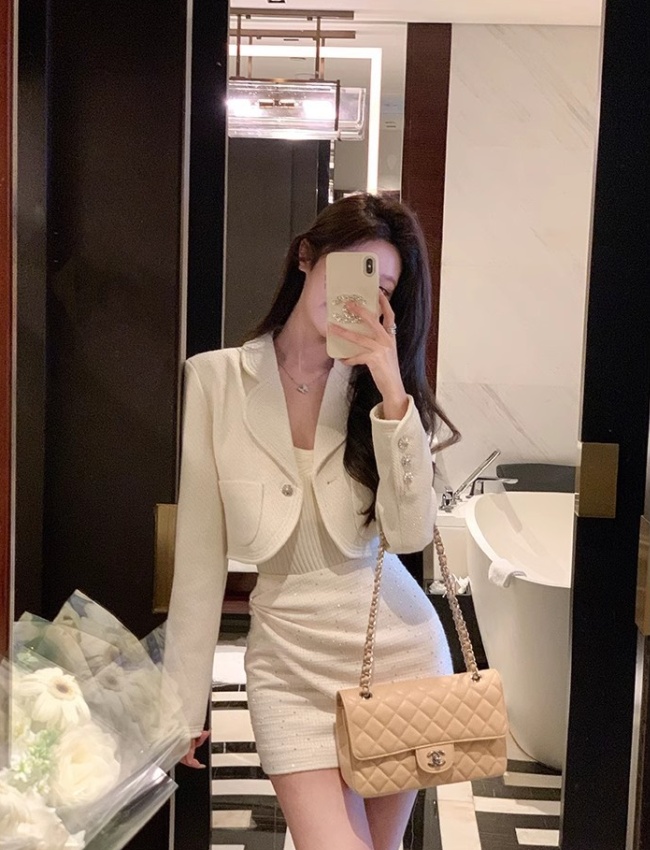 Tender ladies diamond tops chanelstyle short business suit