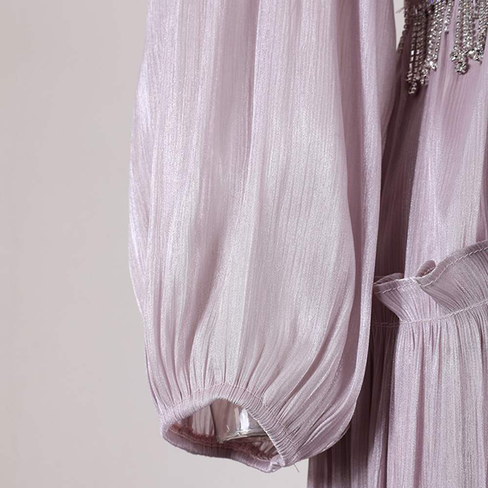 Niche lengthen fold small tassels diamond dress