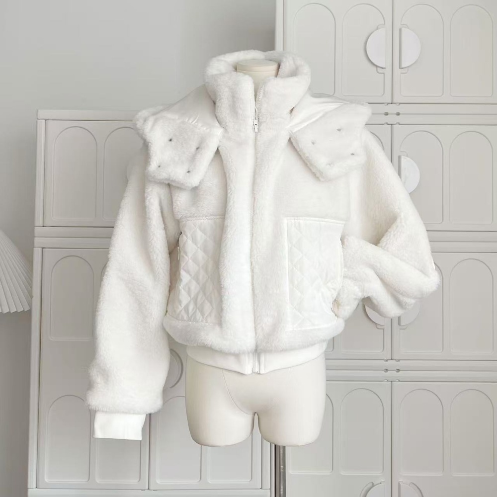 White temperament hooded coat autumn and winter elmo cotton coat