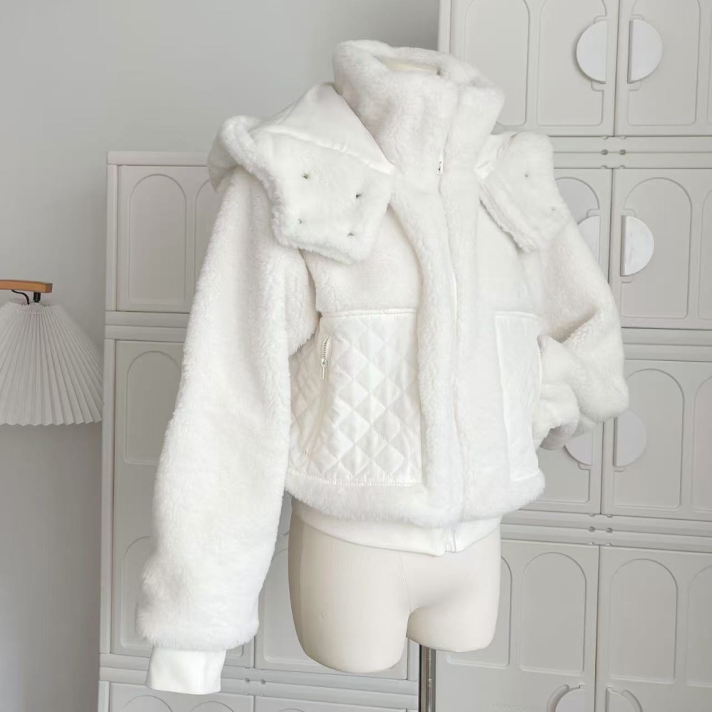 White temperament hooded coat autumn and winter elmo cotton coat