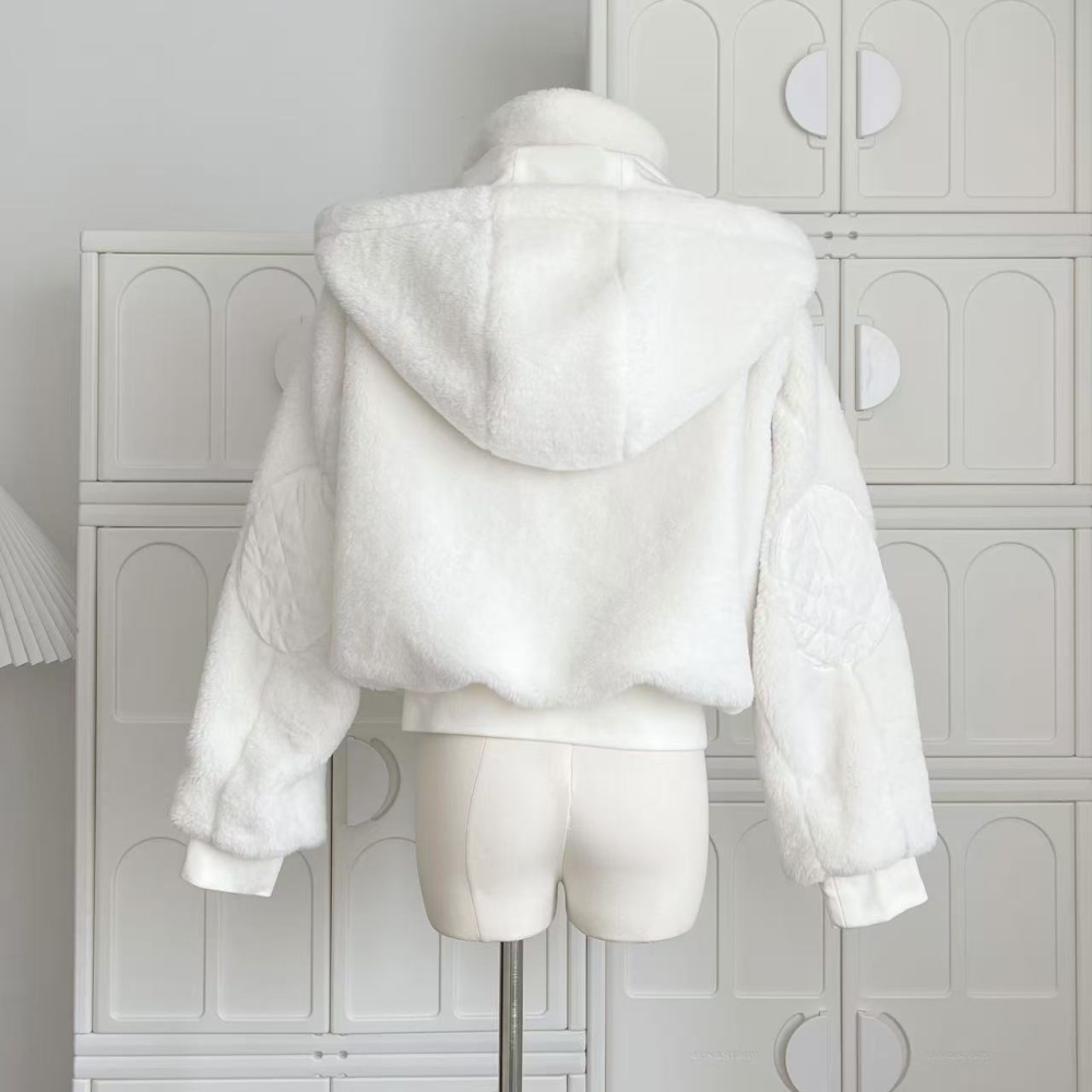 White temperament hooded coat autumn and winter elmo cotton coat