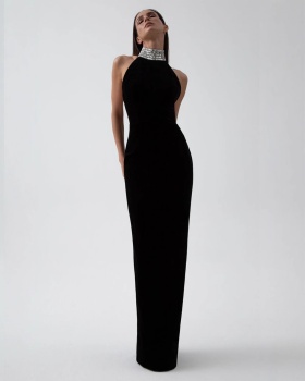 Enticement sexy dress halter black evening dress