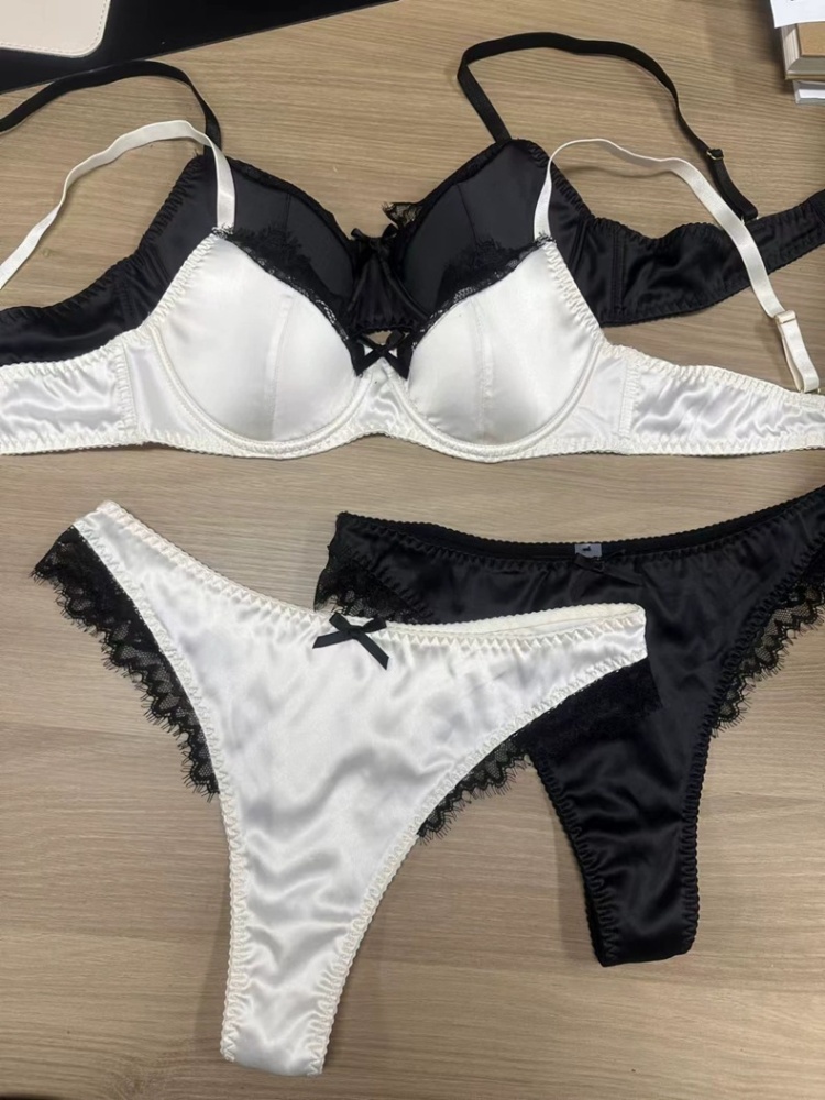 Glossy thin underwear lace France style Bra a set for women