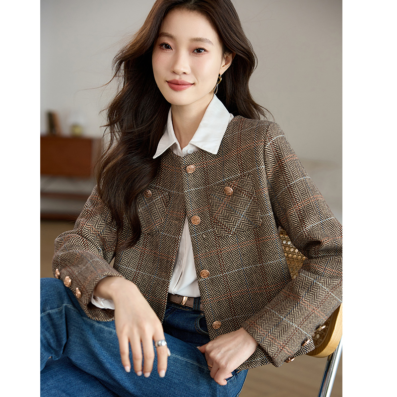 Temperament autumn coat simple chanelstyle tops