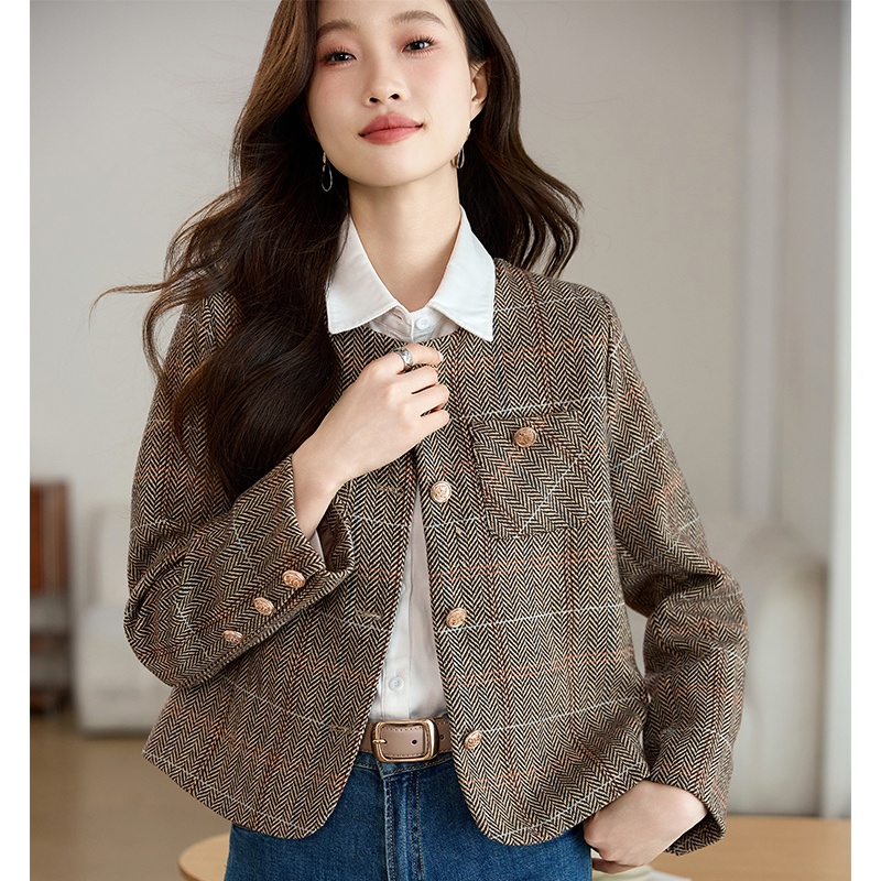 Temperament autumn coat simple chanelstyle tops