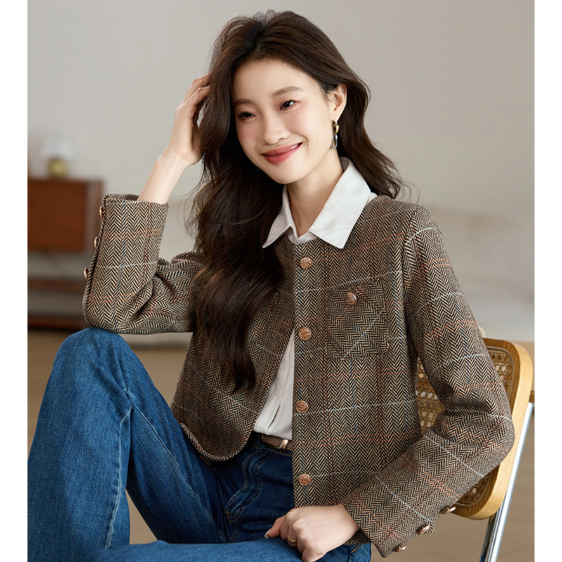 Temperament autumn coat simple chanelstyle tops