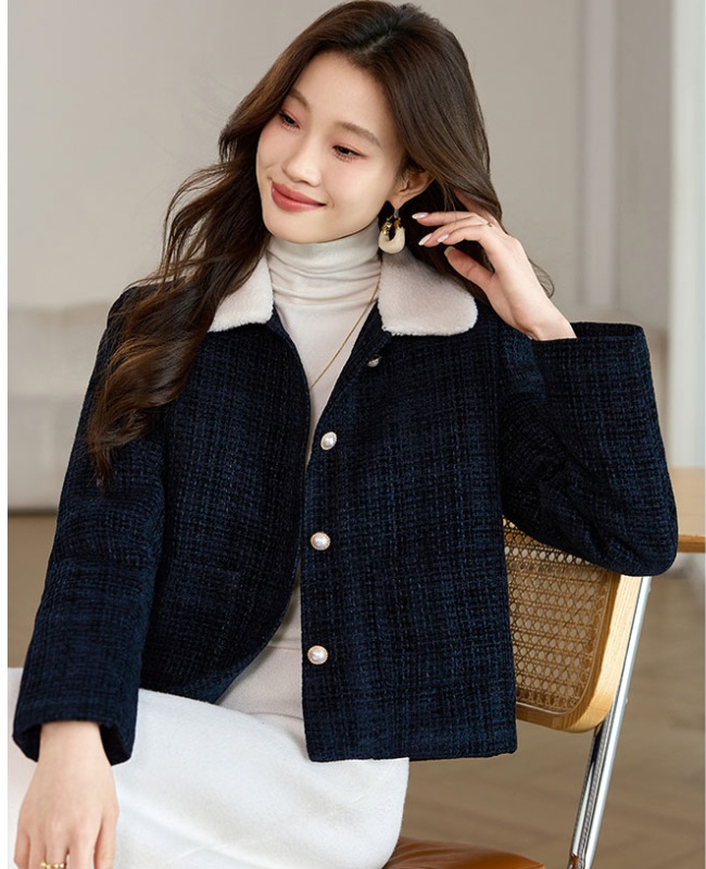 Plush coarse flower jacket thick woolen coat for women