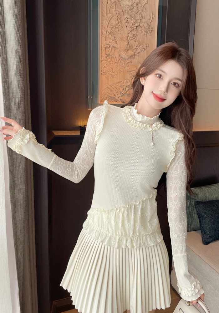 Lace niche bottoming shirt autumn and winter T-shirt