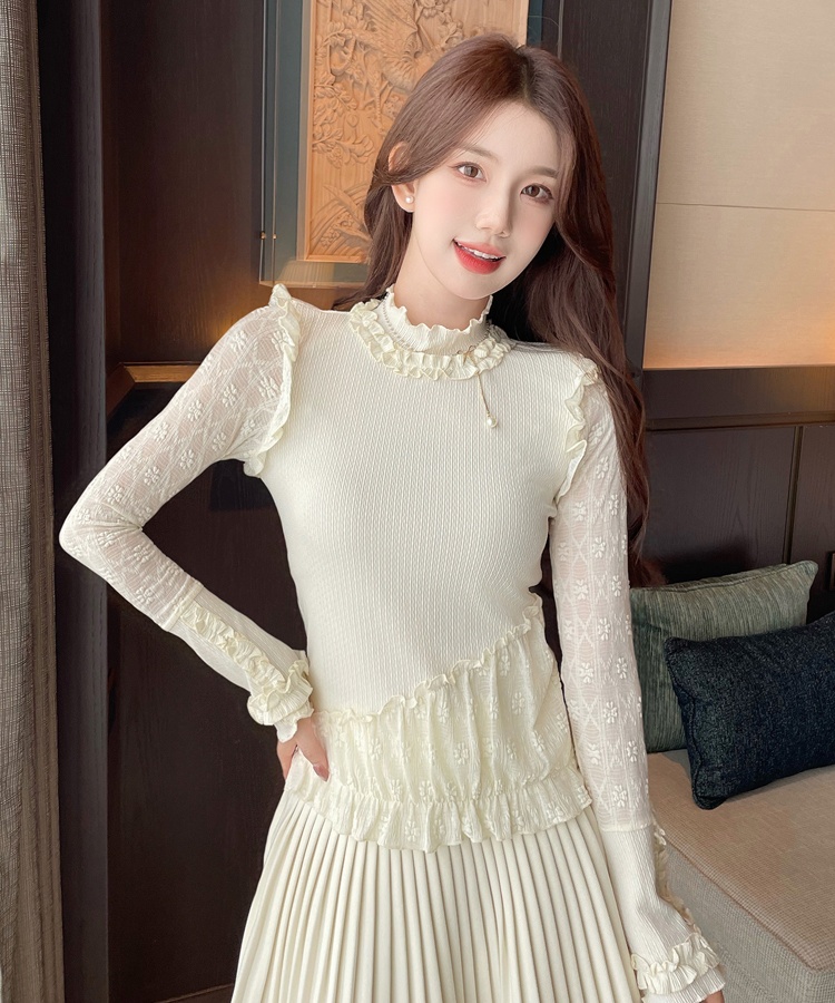 Lace niche bottoming shirt autumn and winter T-shirt