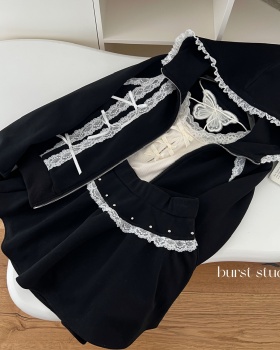 Thermal loose hoodie hooded coat 2pcs set