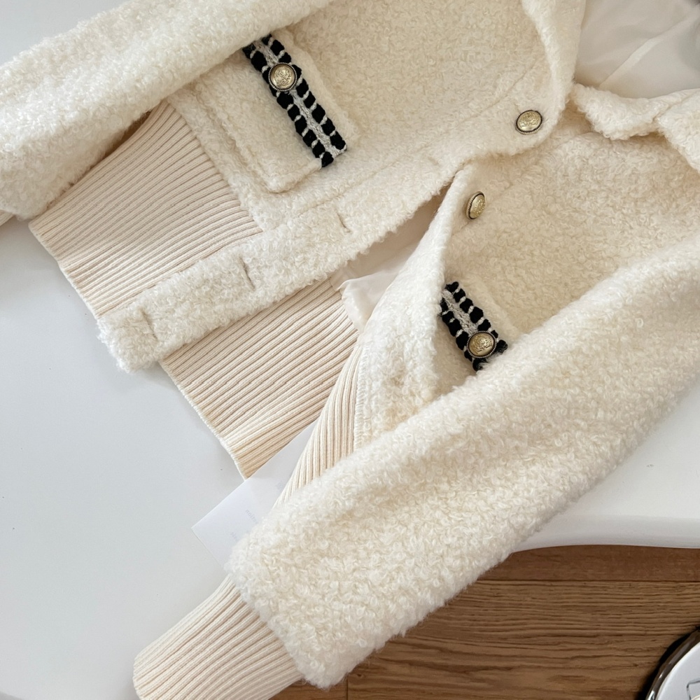 Lapel autumn and winter coat short chanelstyle tops for women