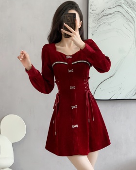 Bottoming slim autumn and winter square collar sweet dress