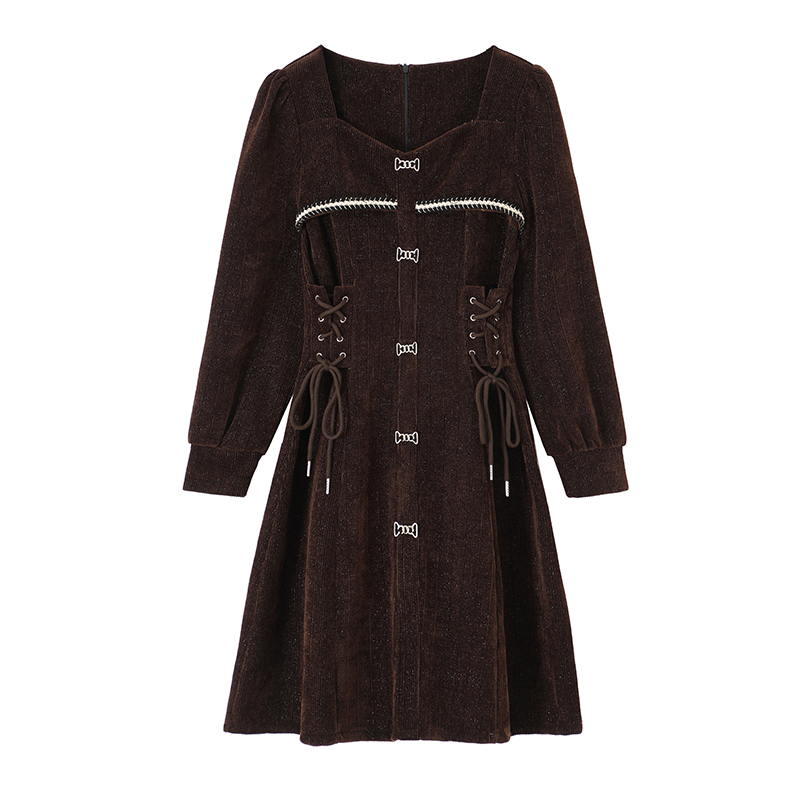 Bottoming slim autumn and winter square collar sweet dress