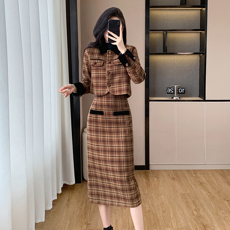 Clip cotton skirt long skirt 2pcs set