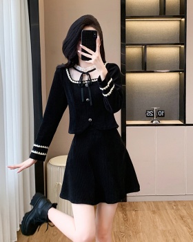 Temperament coat autumn and winter short skirt 2pcs set