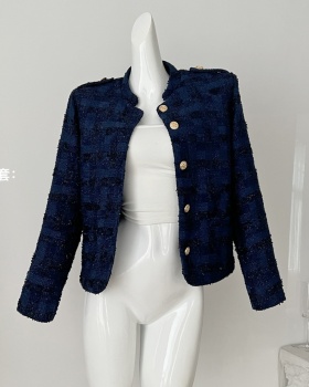 Gold buckle navy blue coat chanelstyle tops