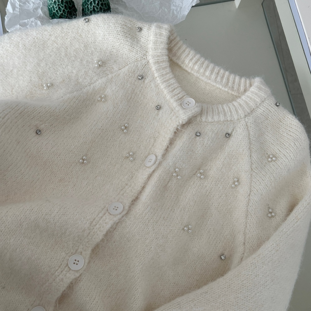 Ornament beading sweater show young tender coat