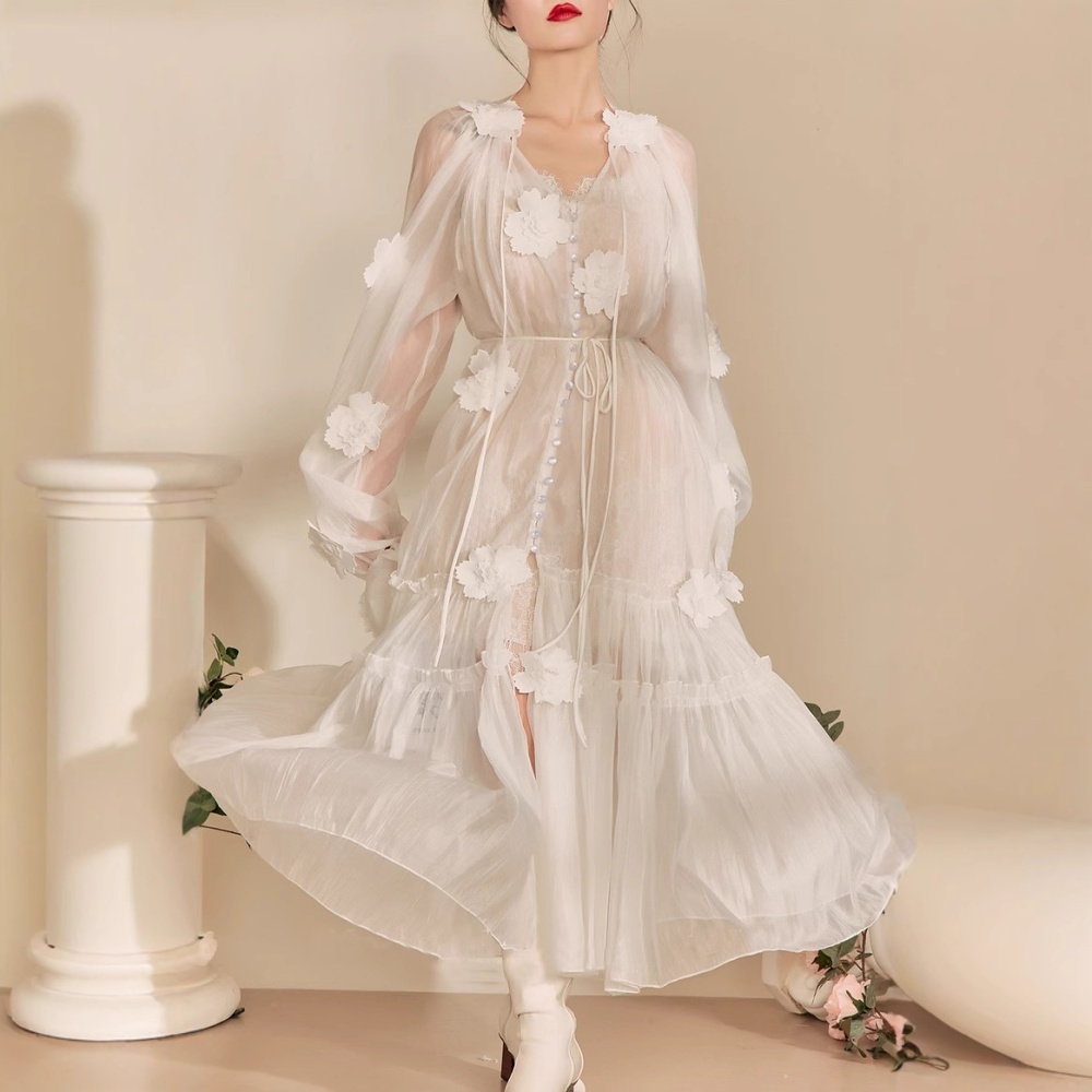 Stereoscopic frenum beach dress spring lace dress