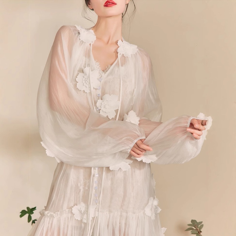 Stereoscopic frenum beach dress spring lace dress