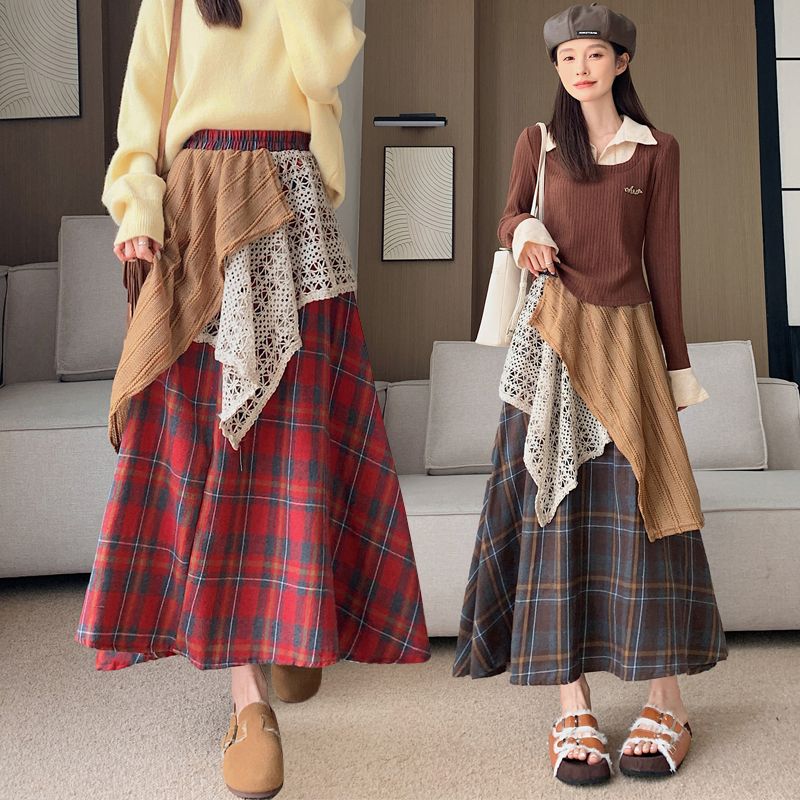 Autumn and winter long skirt irregular skirt for women