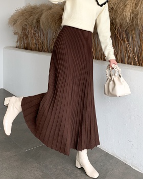 Knitted autumn and winter skirt slim thick long skirt