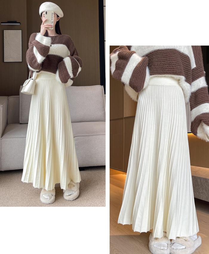 Knitted autumn and winter skirt slim thick long skirt