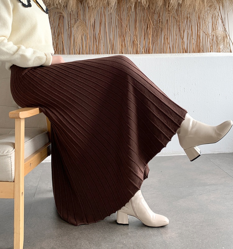 Knitted autumn and winter skirt slim thick long skirt