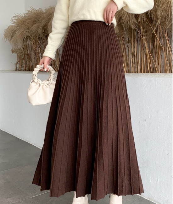 Knitted autumn and winter skirt slim thick long skirt