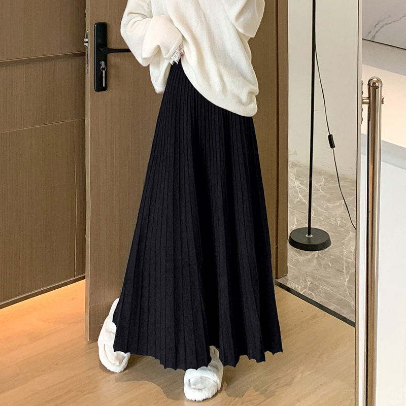 Knitted autumn and winter skirt slim thick long skirt