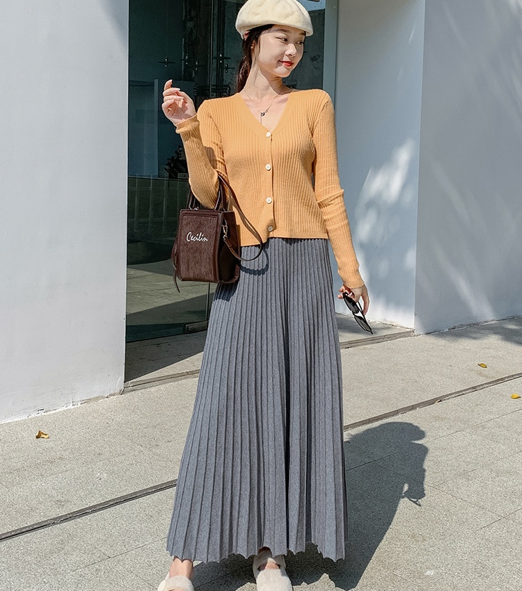 Knitted autumn and winter skirt slim thick long skirt