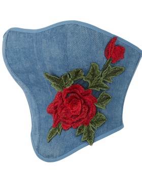 Breast care court style wrapped chest rose denim blue tops