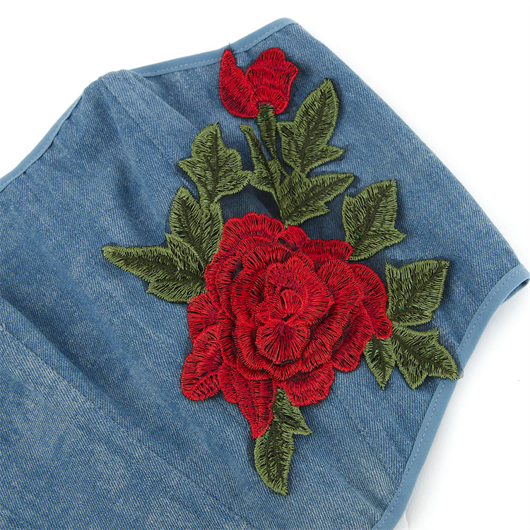 Breast care court style wrapped chest rose denim blue tops